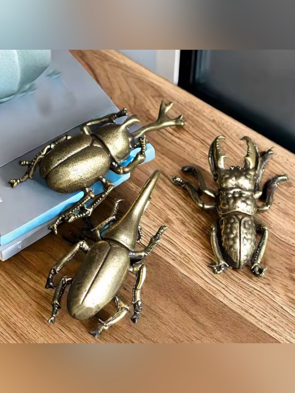Vintage-Style Decorative Beetle Sculptures – Set of 3